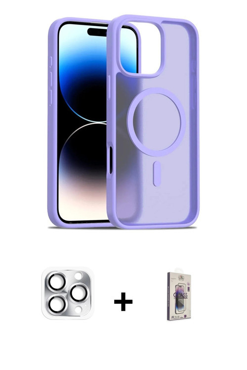 ieg™ iPhone 16 Pro Max Kılıf Siluet Minimal Prime - Siyah Bilvis 3D Cam Ekran Koruyucu + Gümüş Pers
