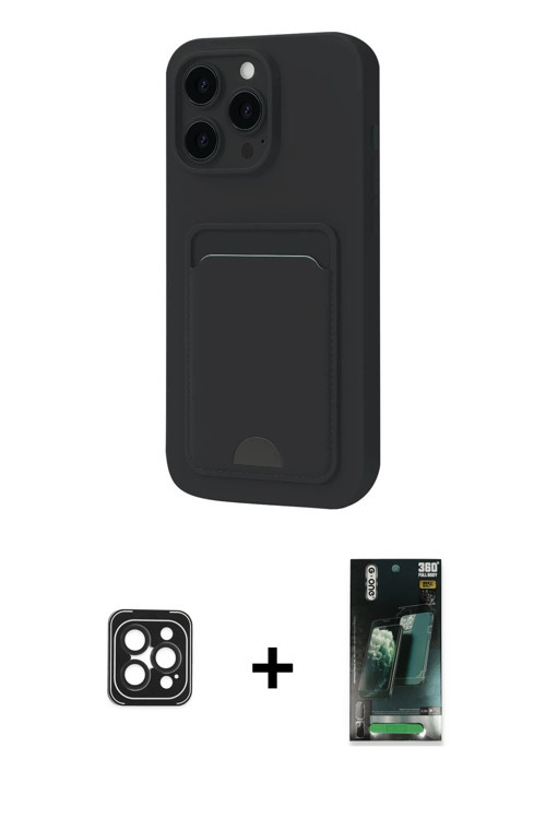 ieg™ iPhone 16 Pro Max Kılıf Vadi Çizgi Prime - Siyah 360 Mat Full Body Arka Koruyucu + Siyah PVD Me