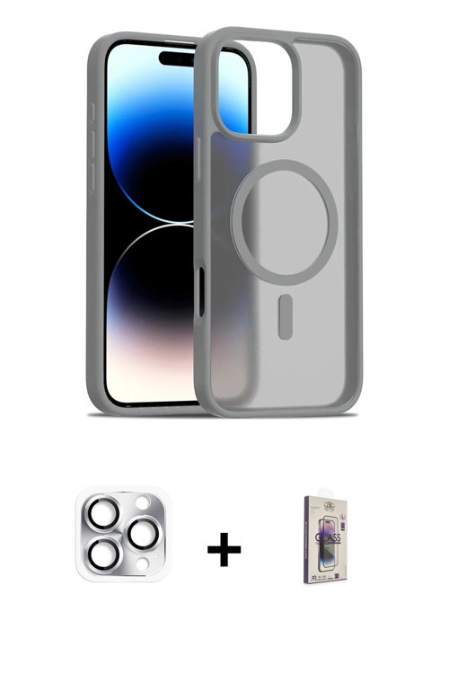 ieg™ iPhone 16 Pro Max Kılıf Siluet Minimal Prime - Siyah Bilvis 3D Cam Ekran Koruyucu + Gümüş Pers