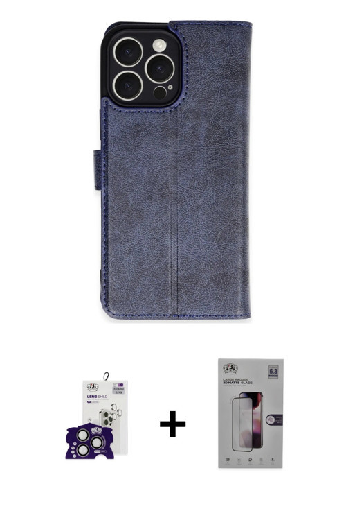 ieg™ iPhone 16 Pro Max Kılıf Siluet Işık Serisi - Siyah Bilvis 3D Mat Cam Ekran Koruyucu + Titanyum