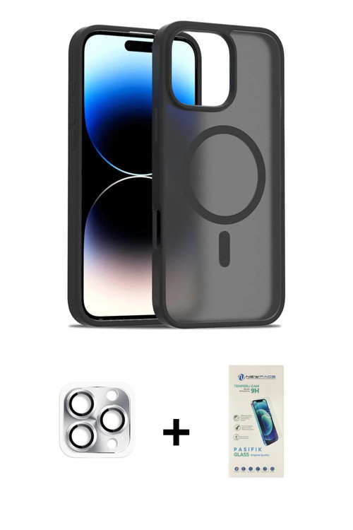 ieg™ iPhone 16 Pro Max Kılıf Siluet Minimal Prime - Şeffaf Pasifik Cam Ekran Koruyucu + Gümüş Pers A