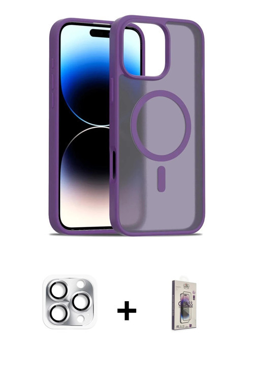 ieg™ iPhone 16 Pro Max Kılıf Siluet Minimal Prime - Siyah Bilvis 3D Cam Ekran Koruyucu + Gümüş Pers
