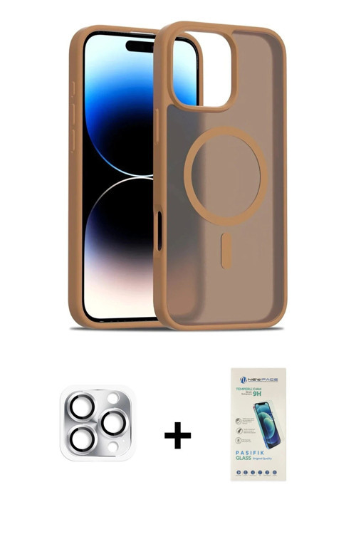 ieg™ iPhone 16 Pro Max Kılıf Siluet Minimal Prime - Şeffaf Pasifik Cam Ekran Koruyucu + Gümüş Pers A