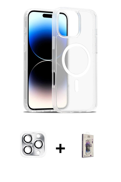 ieg™ iPhone 16 Pro Max Kılıf Siluet Minimal Prime - Siyah Bilvis 3D Cam Ekran Koruyucu + Gümüş Pers