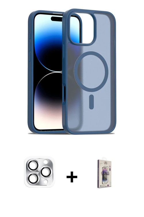 ieg™ iPhone 16 Pro Max Kılıf Siluet Minimal Prime - Siyah Bilvis 3D Cam Ekran Koruyucu + Gümüş Pers
