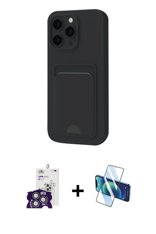 ieg™ iPhone 16 Pro Max Kılıf Vadi Çizgi Prime - Siyah 3D Antistatik Seramik Nano Ekran Koruyucu + Gü