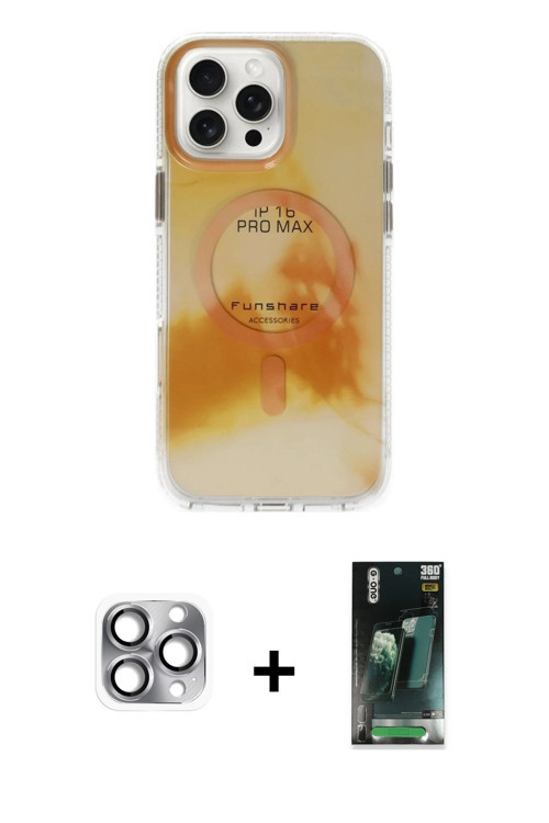 ieg™ iPhone 16 Pro Max Kılıf Ufuk Doku Prime - Siyah 360 Mat Full Body Arka Koruyucu + Gri Pers Alüm