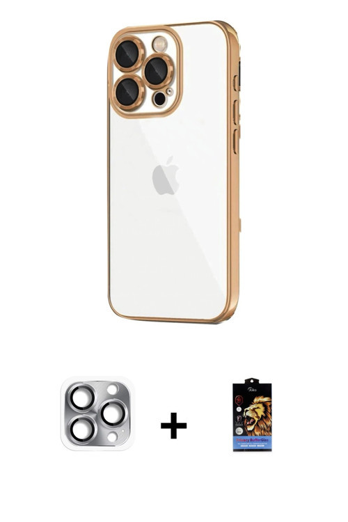 ieg™ iPhone 16 Pro Max Kılıf Vadi Minimal - Siyah Buffer Hayalet Cam Ekran Koruyucu + Gri Pers Alümi