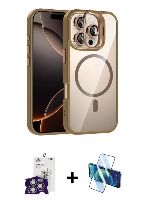 ieg™ iPhone 16 Pro Max Kılıf Yadigar Asil Koleksiyonu - Siyah 3D Antistatik Cam Ekran Koruyucu + Güm