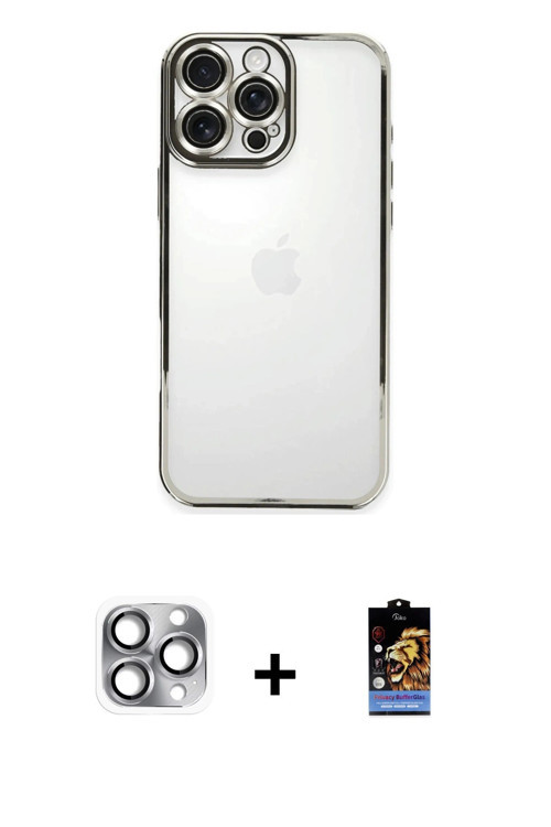 ieg™ iPhone 16 Pro Max Kılıf Vadi Minimal - Siyah Buffer Hayalet Cam Ekran Koruyucu + Gri Pers Alümi