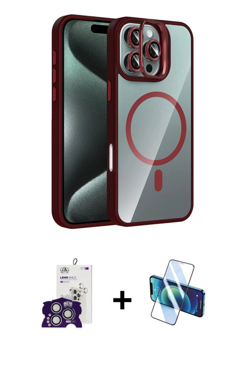 ieg™ iPhone 16 Pro Max Kılıf Yadigar Asil Koleksiyonu - Siyah 3D Antistatik Cam Ekran Koruyucu + Güm