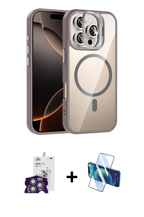 ieg™ iPhone 16 Pro Max Kılıf Yadigar Asil Koleksiyonu - Siyah 3D Antistatik Cam Ekran Koruyucu + Güm