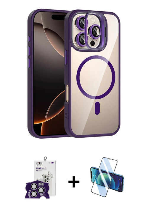 ieg™ iPhone 16 Pro Max Kılıf Yadigar Asil Koleksiyonu - Siyah 3D Antistatik Cam Ekran Koruyucu + Güm