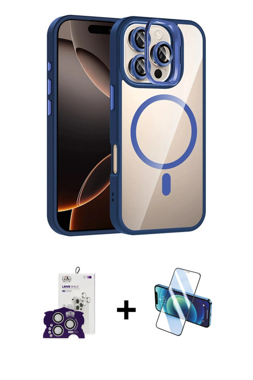ieg™ iPhone 16 Pro Max Kılıf Yadigar Asil Koleksiyonu - Siyah 3D Antistatik Cam Ekran Koruyucu + Güm