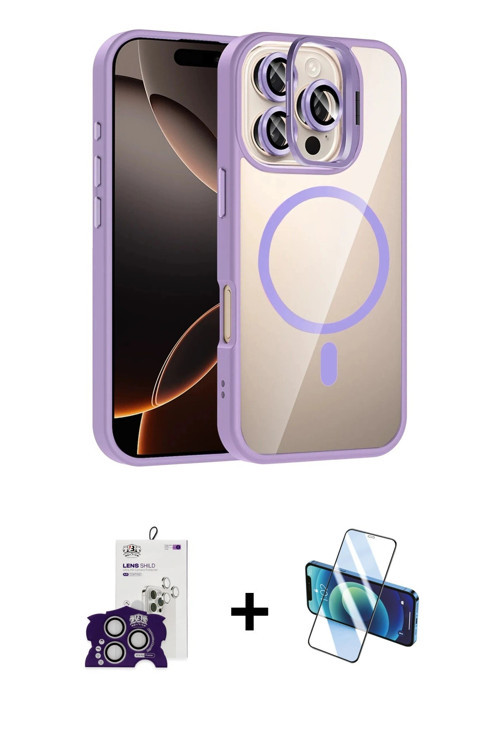 ieg™ iPhone 16 Pro Max Kılıf Yadigar Asil Koleksiyonu - Siyah 3D Antistatik Cam Ekran Koruyucu + Güm