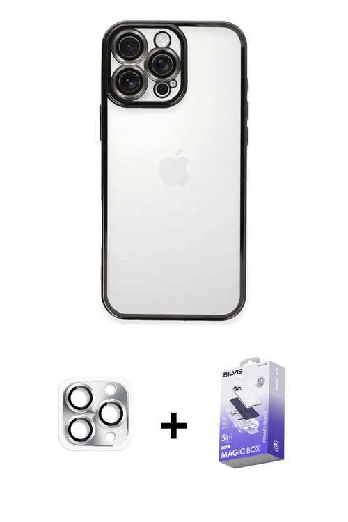 ieg™ iPhone 16 Pro Max Kılıf Vadi Minimal - Siyah Bilvis 5in1 5D Magic Hayalet Cam Ekran Koruyucu +