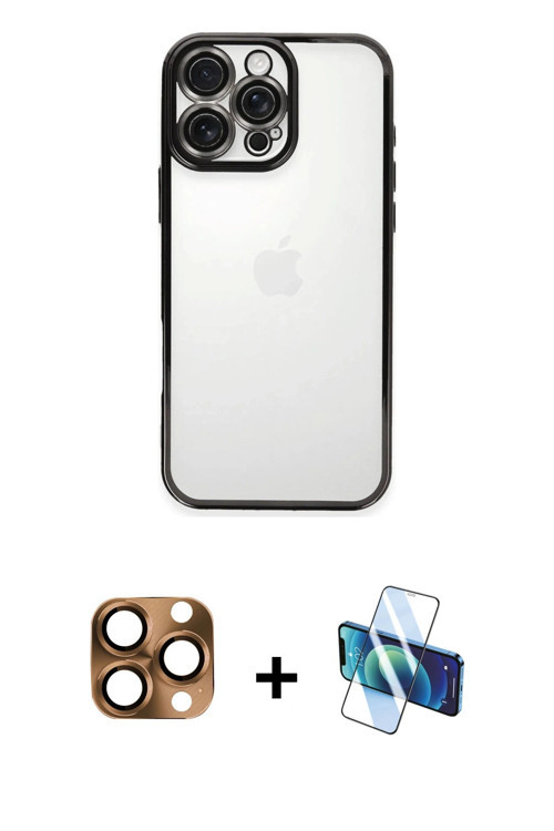 ieg™ iPhone 16 Pro Max Kılıf Vadi Minimal - Siyah 3D Antistatik Seramik Nano Ekran Koruyucu + Çöl Ti
