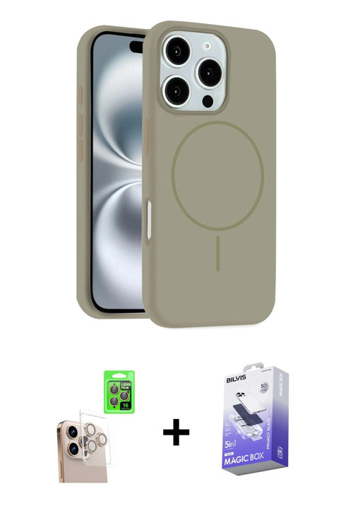ieg™ iPhone 16 Pro Max Kılıf Yankı Form Serisi - Siyah Bilvis 5in1 5D Magic Hayalet Cam Ekran Koruyu