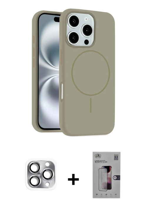 ieg™ iPhone 16 Pro Max Kılıf Yankı Form Serisi - Siyah Bilvis 3D Mat Cam Ekran Koruyucu + Gri Pers A