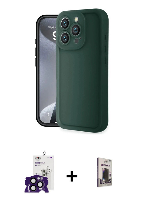 ieg™ iPhone 16 Pro Max Kılıf Yankı Yansıma Özel Seri - Siyah Bilvis Hayalet Cam Ekran Koruyucu + Siy