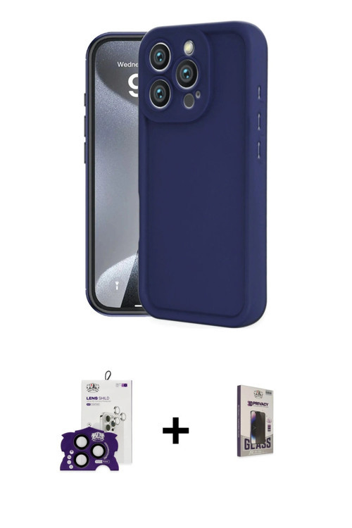 ieg™ iPhone 16 Pro Max Kılıf Yankı Yansıma Özel Seri - Siyah Bilvis Hayalet Cam Ekran Koruyucu + Siy