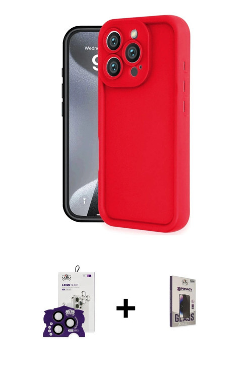 ieg™ iPhone 16 Pro Max Kılıf Yankı Yansıma Özel Seri - Siyah Bilvis Hayalet Cam Ekran Koruyucu + Siy