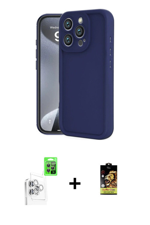 ieg™ iPhone 16 Pro Max Kılıf Yankı Yansıma Özel Seri - Siyah Buffer Cam Ekran Koruyucu + Beyaz Raze