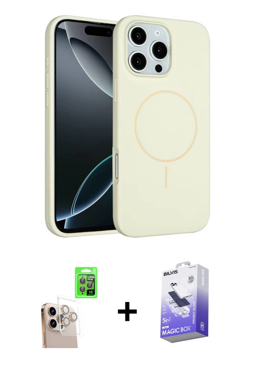 ieg™ iPhone 16 Pro Max Kılıf Yankı Form Serisi - Siyah Bilvis 5in1 5D Magic Hayalet Cam Ekran Koruyu
