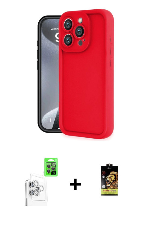 ieg™ iPhone 16 Pro Max Kılıf Yankı Yansıma Özel Seri - Siyah Buffer Cam Ekran Koruyucu + Beyaz Raze