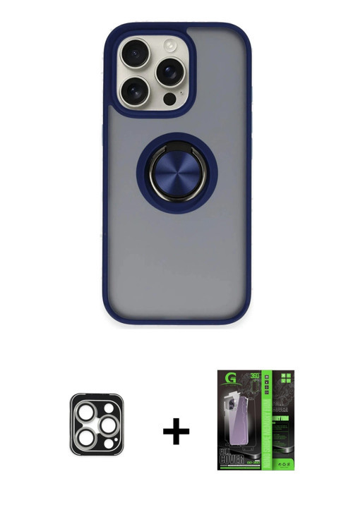 ieg™ iPhone 16 Pro Max Kılıf Yörünge Çizgi - Şeffaf 360 Full Body Arka Koruyucu + Gümüş PVD Metal Ka
