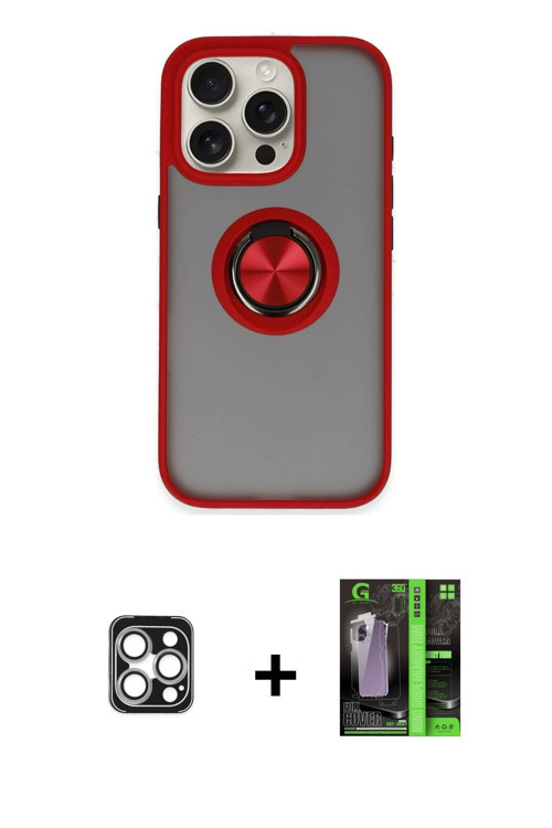 ieg™ iPhone 16 Pro Max Kılıf Yörünge Çizgi - Şeffaf 360 Full Body Arka Koruyucu + Gümüş PVD Metal Ka