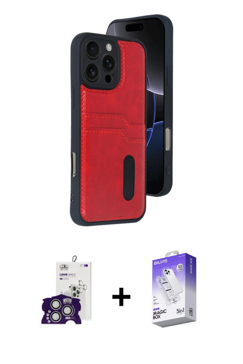 ieg™ iPhone 16 Pro Max Kılıf Yörünge Işık Serisi - Siyah Bilvis 5in1 3D Magic Cam Ekran Koruyucu + G