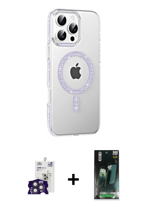 ieg™ iPhone 16 Pro Max Kılıf Yörünge Koleksiyonu - Siyah 360 Mat Full Body Arka Koruyucu + Titanyum