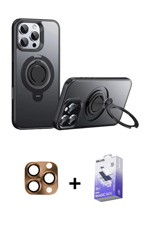 ieg™ iPhone 16 Pro Max Kılıf Zirve Çizgi Prime - Siyah Bilvis 5in1 5D Magic Hayalet Cam Ekran Koruyu