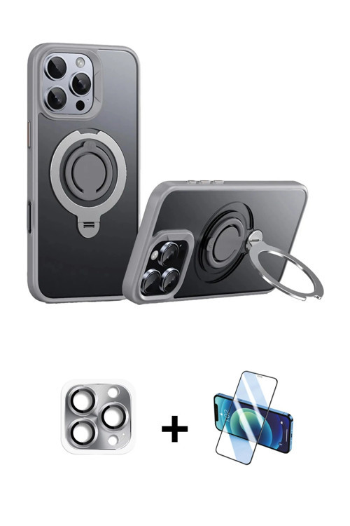 ieg™ iPhone 16 Pro Max Kılıf Zirve Çizgi Prime - Siyah 3D Antistatik Seramik Nano Ekran Koruyucu + G