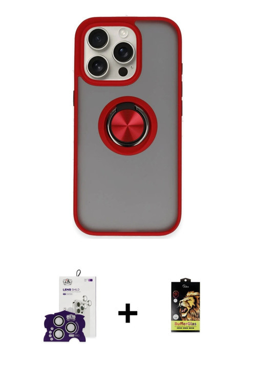 ieg™ iPhone 16 Pro Max Kılıf Yörünge Çizgi - Siyah Buffer Cam Ekran Koruyucu + Gümüş Bilvis Titan Ka
