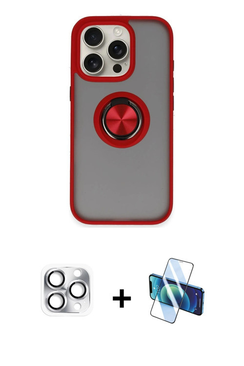 ieg™ iPhone 16 Pro Max Kılıf Yörünge Çizgi - Siyah 3D Antistatik Seramik Nano Ekran Koruyucu + Gümüş