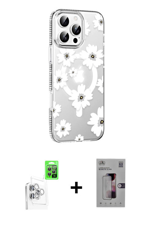 ieg™ iPhone 16 Pro Max Kılıf Yörünge Işık Prime - Siyah Bilvis 3D Mat Cam Ekran Koruyucu + Beyaz Raz