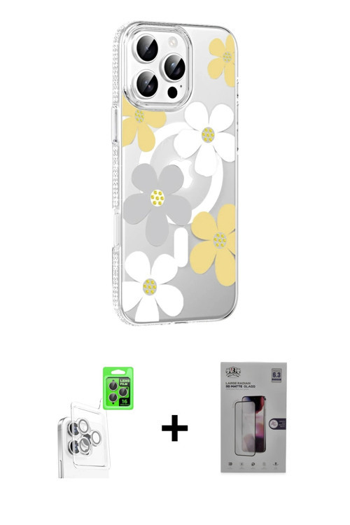 ieg™ iPhone 16 Pro Max Kılıf Yörünge Işık Prime - Siyah Bilvis 3D Mat Cam Ekran Koruyucu + Beyaz Raz