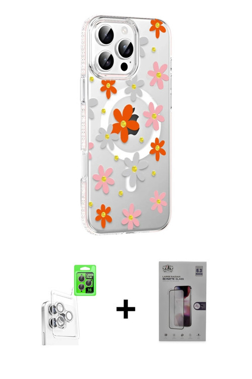 ieg™ iPhone 16 Pro Max Kılıf Yörünge Işık Prime - Siyah Bilvis 3D Mat Cam Ekran Koruyucu + Beyaz Raz