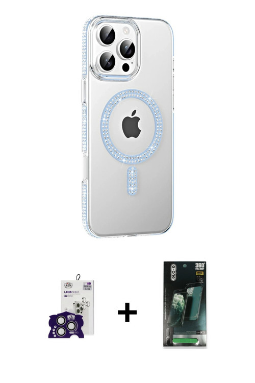 ieg™ iPhone 16 Pro Max Kılıf Yörünge Koleksiyonu - Siyah 360 Mat Full Body Arka Koruyucu + Titanyum