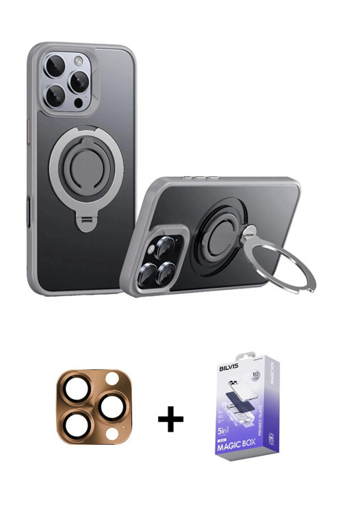ieg™ iPhone 16 Pro Max Kılıf Zirve Çizgi Prime - Siyah Bilvis 5in1 5D Magic Hayalet Cam Ekran Koruyu