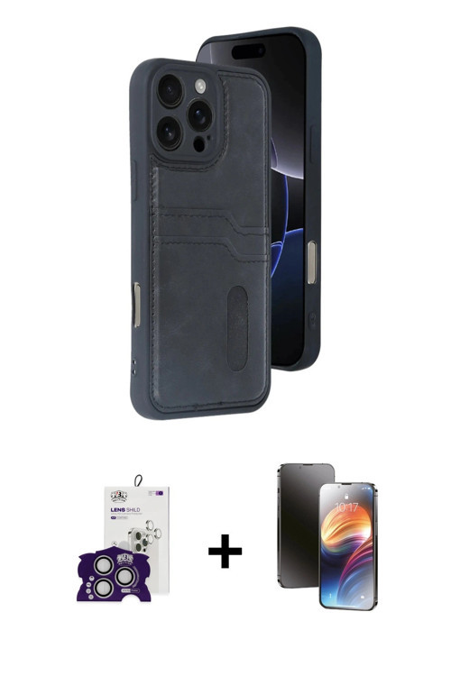 ieg™ iPhone 16 Pro Max Kılıf Yörünge Işık Serisi - Siyah 3D Antistatik Mat Seramik Nano Ekran Koruyu