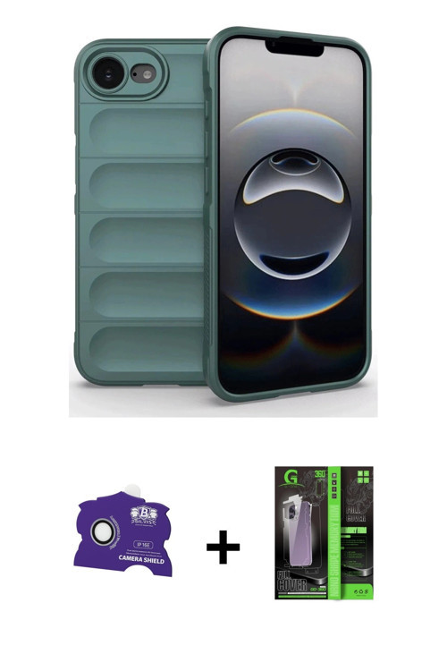 ieg™ iPhone 16E Kılıf Atlas Koleksiyonu - Şeffaf 360 Full Body Arka Koruyucu + Beyaz Bilvis Titan Ka