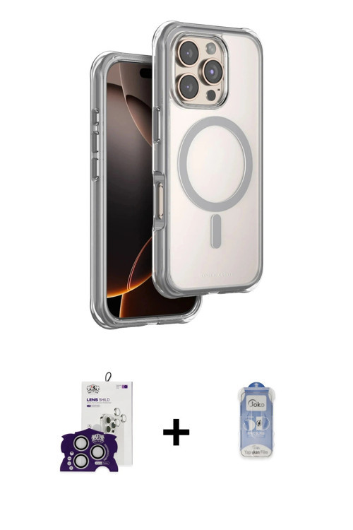 ieg™ iPhone 16 Pro Max Kılıf Zirve Klasik Prime - Siyah Joko Magic 5D Cam + Gümüş Bilvis Titan Kamer
