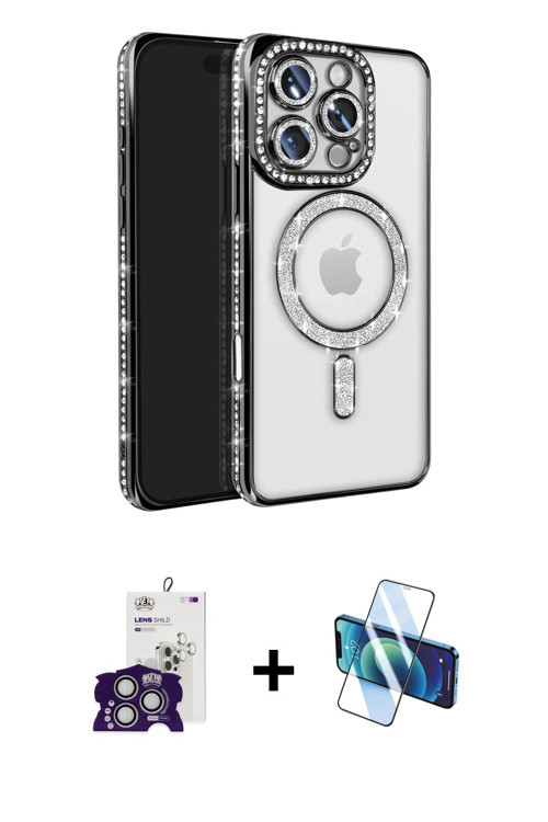 ieg™ iPhone 16 Pro Max Kılıf Zirve Doku Prime - Siyah 3D Antistatik Seramik Nano Ekran Koruyucu + Gü