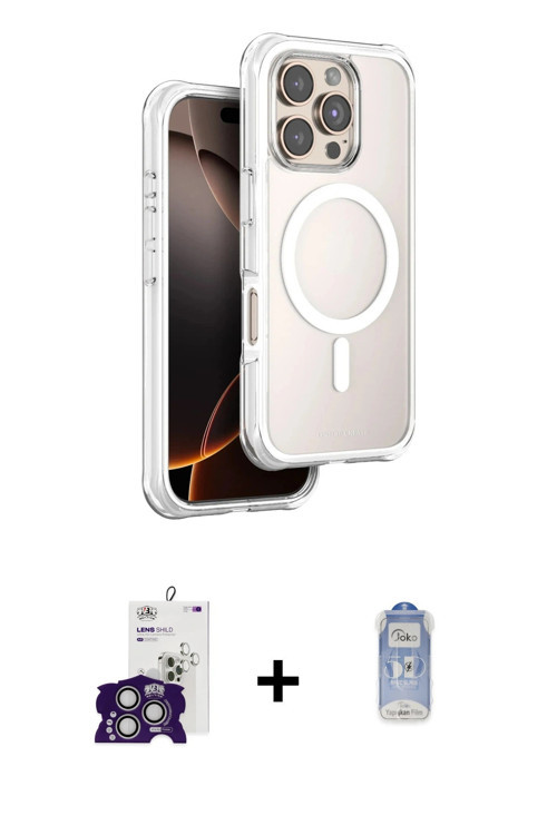 ieg™ iPhone 16 Pro Max Kılıf Zirve Klasik Prime - Siyah Joko Magic 5D Cam + Gümüş Bilvis Titan Kamer