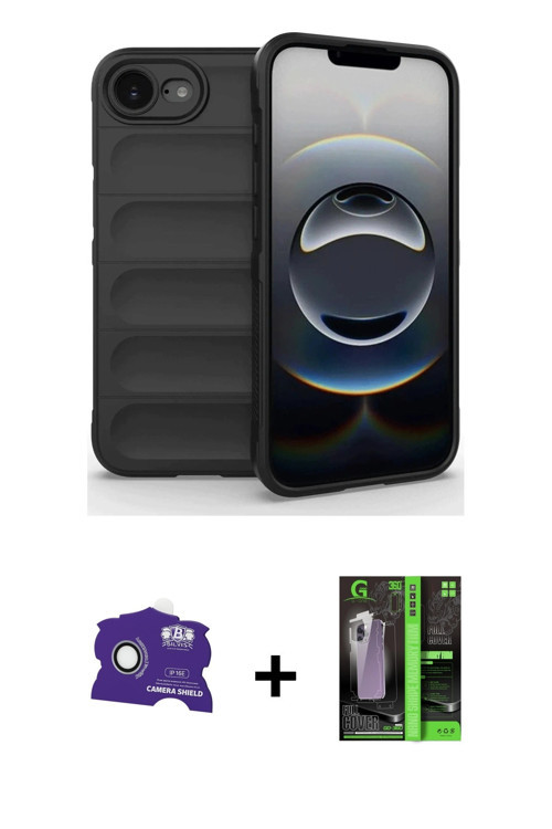 ieg™ iPhone 16E Kılıf Atlas Koleksiyonu - Şeffaf 360 Full Body Arka Koruyucu + Beyaz Bilvis Titan Ka