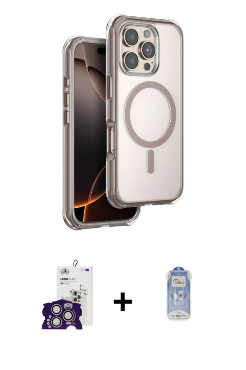 ieg™ iPhone 16 Pro Max Kılıf Zirve Klasik Prime - Siyah Joko Magic 5D Cam + Gümüş Bilvis Titan Kamer