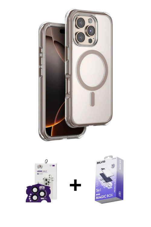 ieg™ iPhone 16 Pro Max Kılıf Zirve Klasik Prime - Siyah Bilvis 5in1 5D Magic Hayalet Cam Ekran Koruy